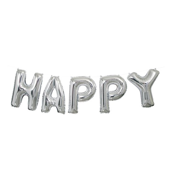 Silver Happy Birthday Balloon Banner Kit image number 3