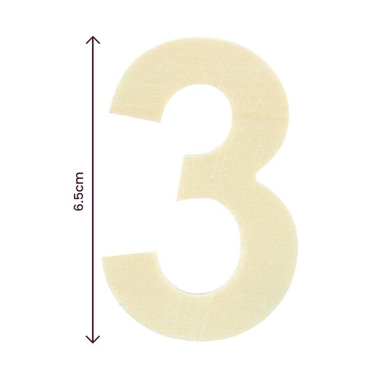 Small Wooden Number 3 6.5cm image number 2