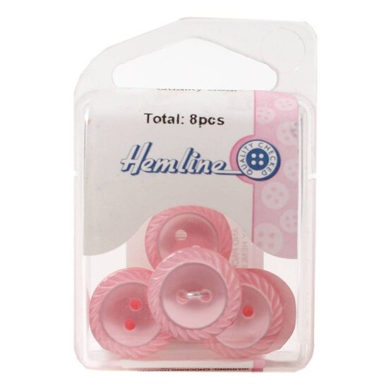 Hemline Pink Basic Cut Edge Button 8 Pack image number 2