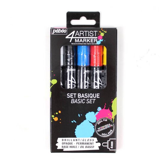 Pebeo 4Artist Basic Colour Markers Set 5 Pack image number 2