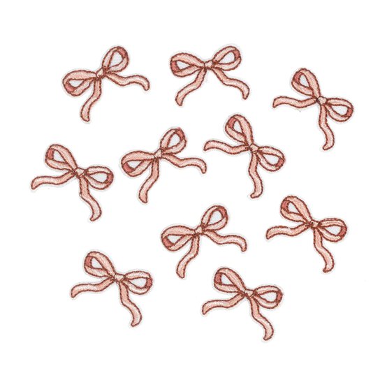 Mini Pink Bow Iron-On Motifs 10 Pack image number 1
