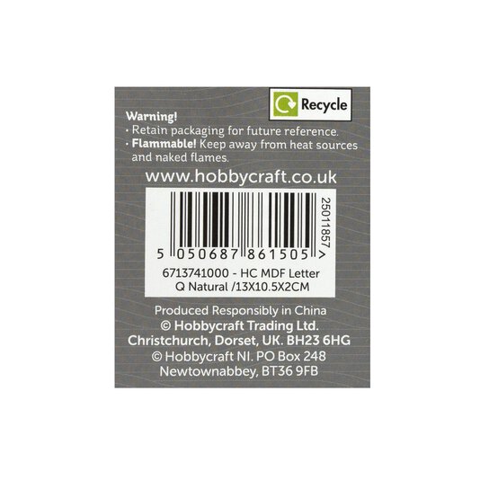 MDF Wooden Letter Q 13cm image number 5