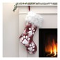 Red Tartan Paw Print Stocking 48cm image number 1
