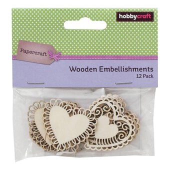 Wooden Heart Embellishments 12 Pack image number 2