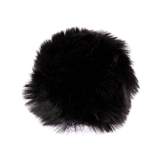 Black Faux Fur Pom Pom 11cm  image number 1