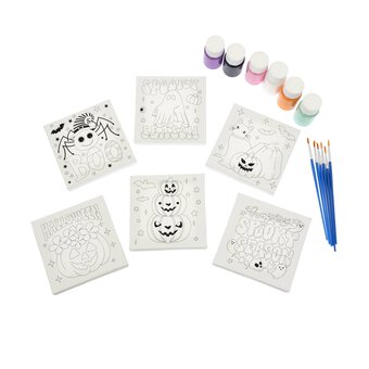 Mini Halloween Colour-in Canvas Kit 6 Pack 