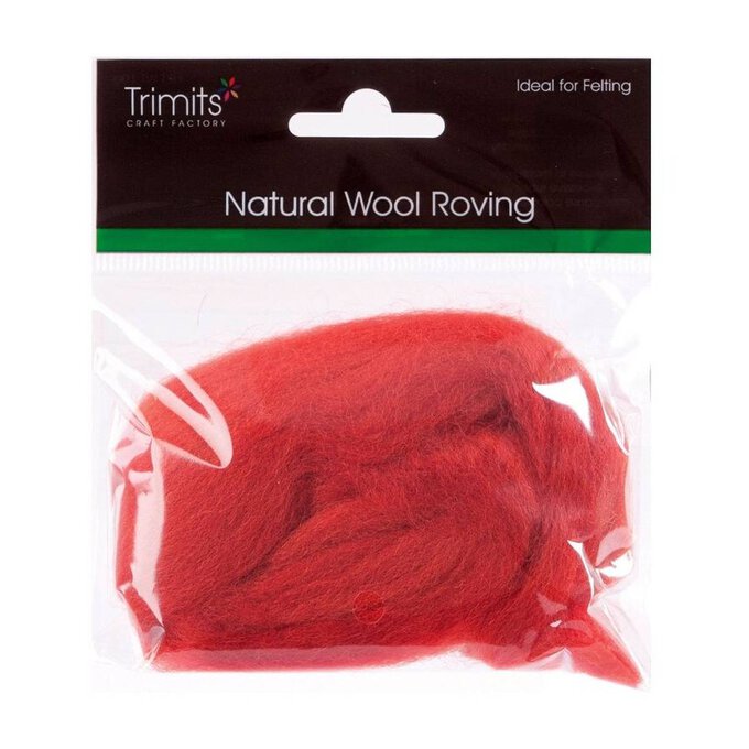 Trimits Cranberry Natural Wool Roving 10g image number 1