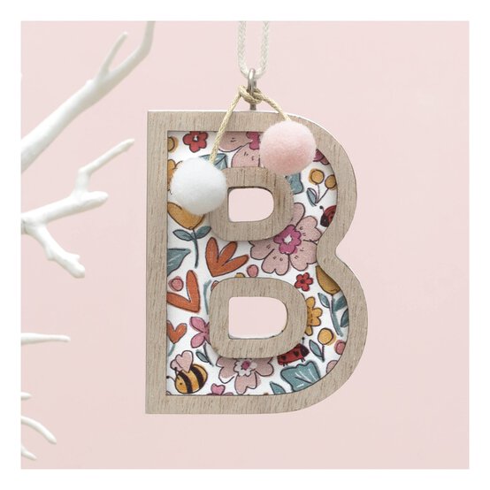 Hanging Wooden Letter B 7.5cm image number 1