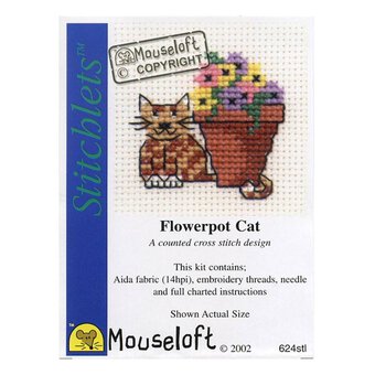 Mouseloft Stitchlets Flowerpot Cat Cross Stitch Kit
