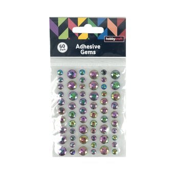 Iridescent Black Adhesive Gems 60 Pack image number 3