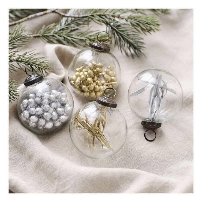 Silver and Gold Filled Glass Baubles 10cm  4 Pack image number 1
