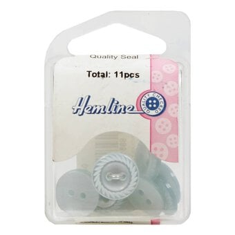 Hemline  Baby Blue Basic Cut Edge Button 11 Pack