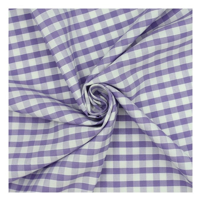 Lilac 1/4 Gingham Fabric by the Metre image number 1