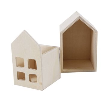 Wooden House with Small Drawer 11cm