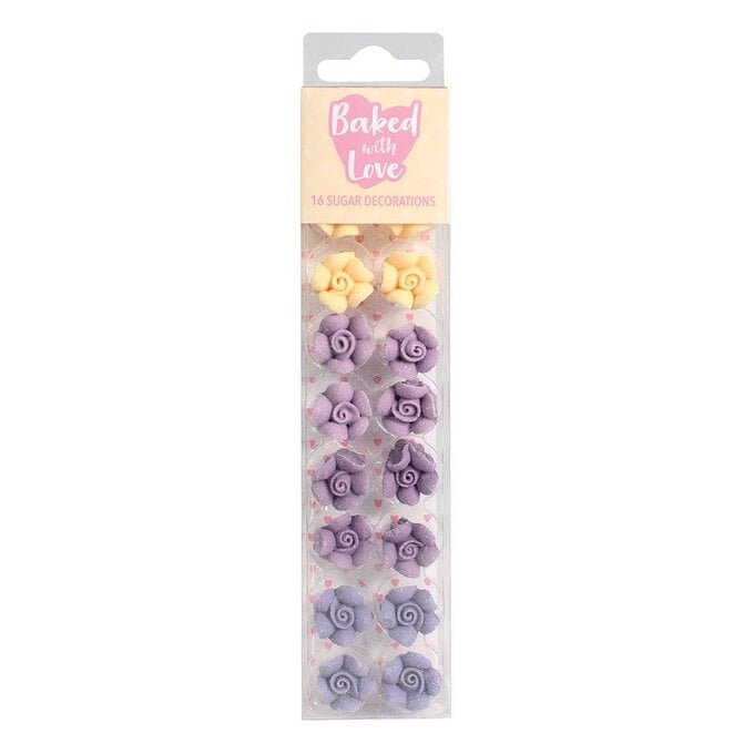 Baked With Love Purple Ombre Flower Sugar Toppers 16 Pack image number 1