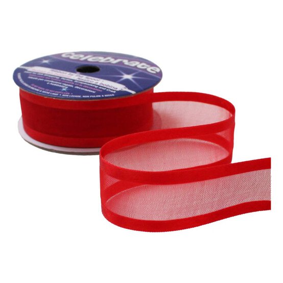 Red Organza Satin-Edged Ribbon 20mm x 4m image number 2