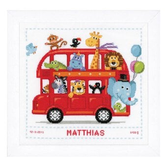 Vervaco Funny Bus Birth Cross Stitch Kit 28cm x 28cm