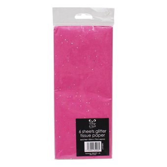 Pink Glitter Tissue Paper 6 Sheets