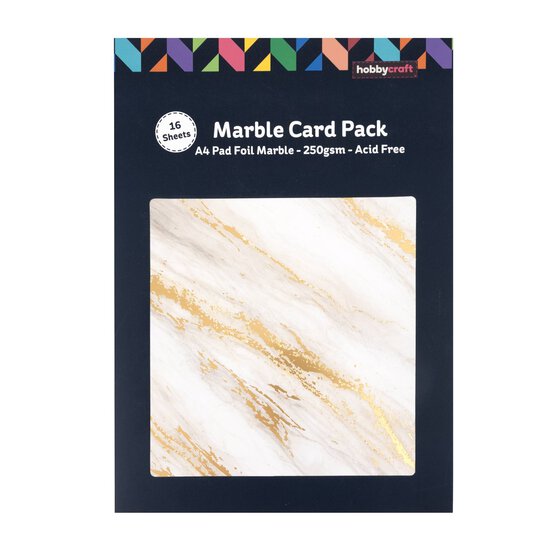 White Marble Foil Card A4 16 Pack image number 3