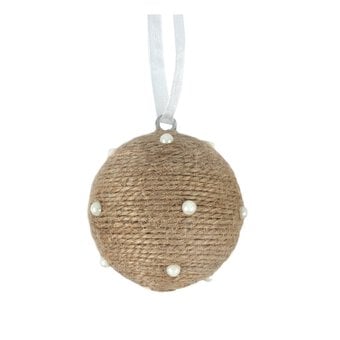 Pearl and Jute Ball Decoration 5cm