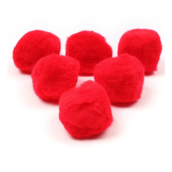 Bright Red Pom Poms 5cm 6 Pack image number 1
