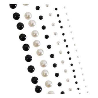 Black and White Adhesive Pearls 116 Pack
