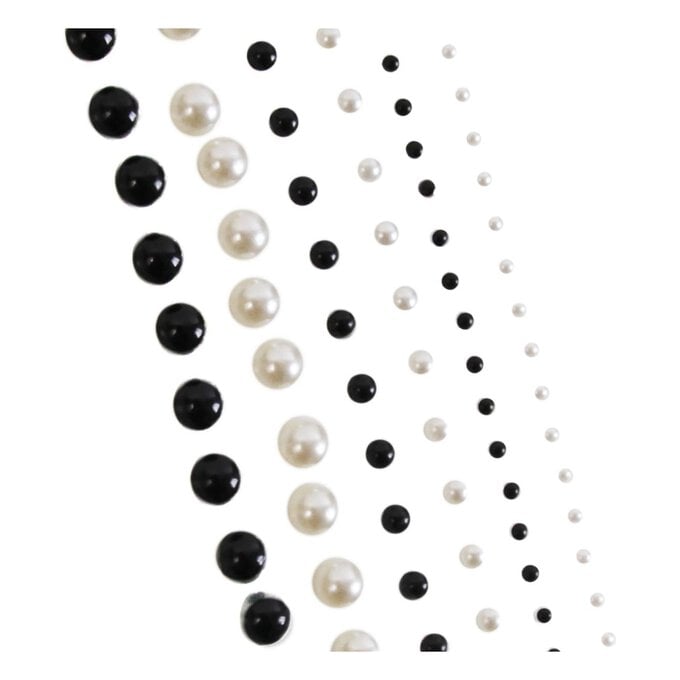 Black and White Adhesive Pearls 116 Pack image number 1