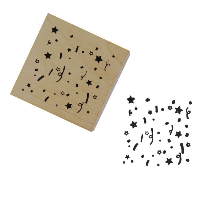 Printed Confetti Wooden Stamp 5cm x 5cm image number 1