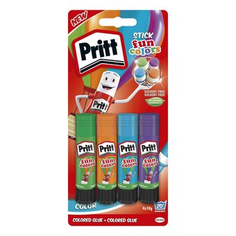 Pritt Fun Colour Glue Sticks 4 Pack