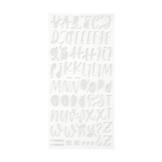 Matt White Puffy Script Alphabet Stickers image number 1