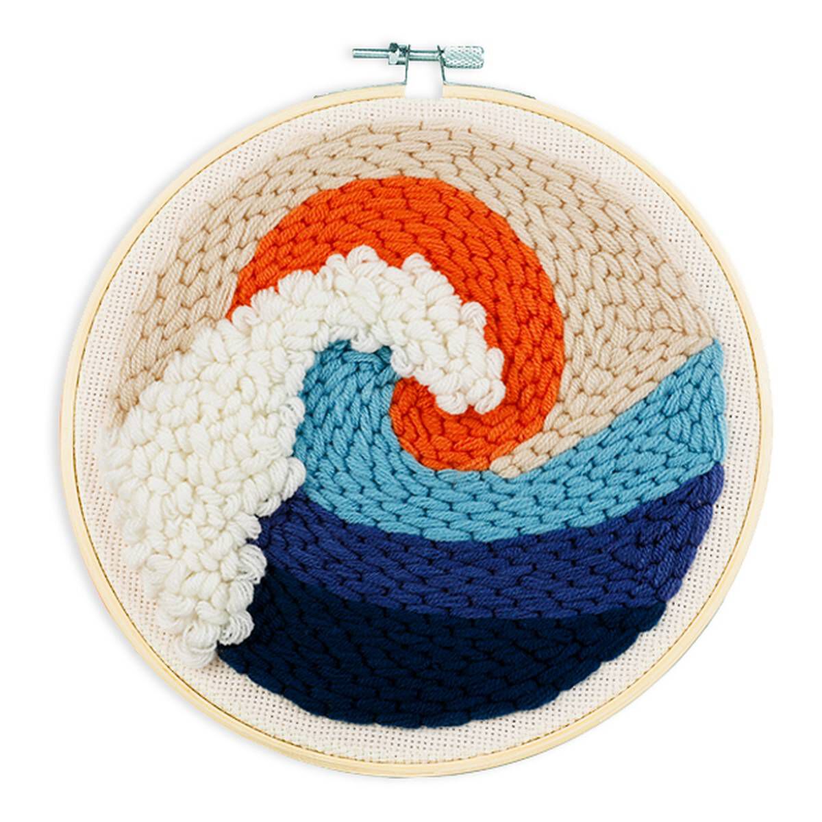 Wave Embroidery Punch Needle Hoop Kit 20cm Hobbycraft
