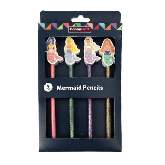 Mermaid Pencils with Erasers 4 Pack  image number 4