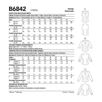 Butterick Women's Shirts  Sewing Pattern B6842 (B5 8-16)