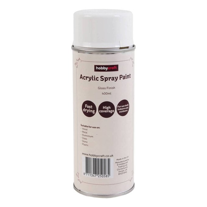 White Gloss Acrylic Spray Paint 400ml image number 1