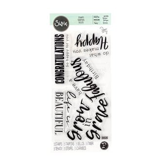 Sizzix Sunny Sentiments 4 Stamp Set 5 Pieces