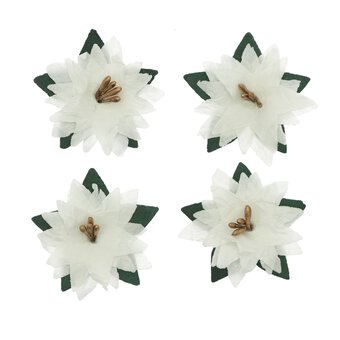White Poinsettia Embellishments 4 Pack