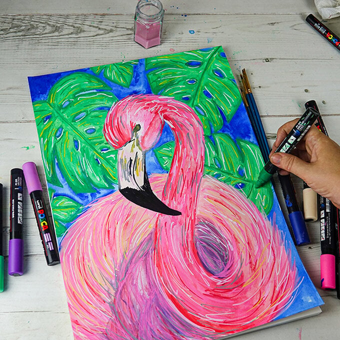 How to Draw a Flamingo with POSCA Pens image number 1