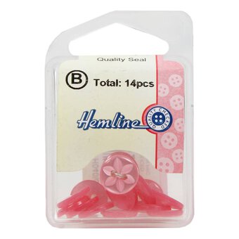 Hemline Pink Basic Star Button 14 Pack