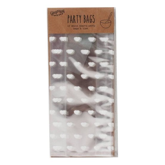 Ginger Ray White Heart Treat Bags 10 Pack image number 2