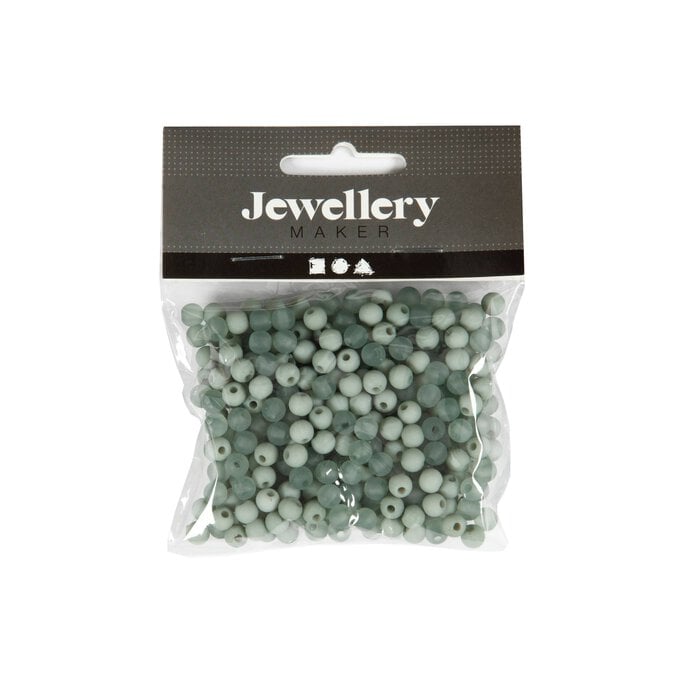 Light Green Round Plastic Beads 6mm 40g image number 1