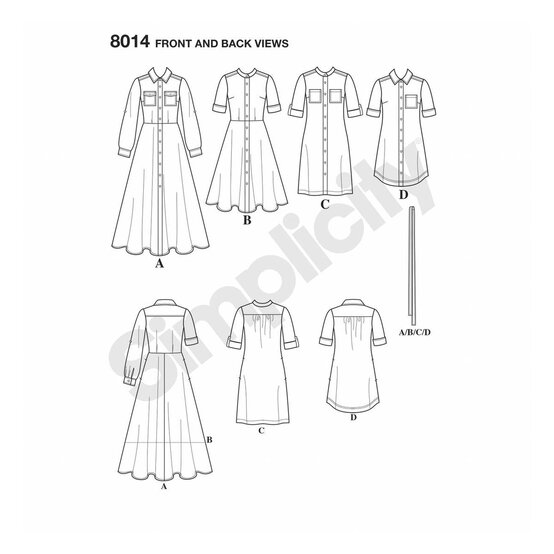 Simplicity Shirt Dress Sewing Pattern 8014 (16-24) image number 2