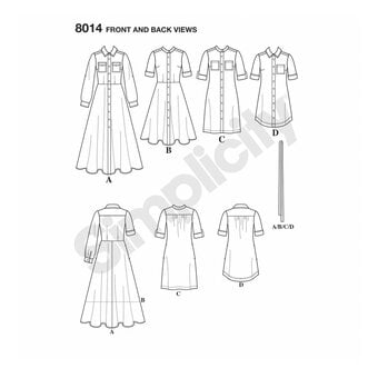 Simplicity Shirt Dress Sewing Pattern 8014 (16-24)
