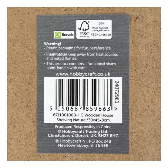 Wooden House Shelf 30cm x 45cm x 8cm image number 6