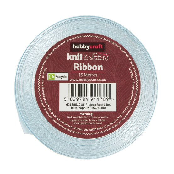 Blue Vapour Satin Ribbon 20mm x 15m image number 3