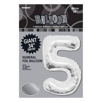 Extra Large Silver Foil 5 Balloon image number 2