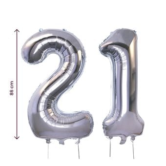 Extra Large Silver Foil 21 Balloon Bundle image number 4