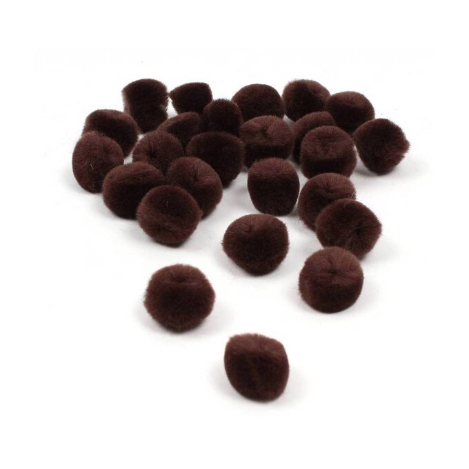 Dark Brown Pom Poms 2cm 25 Pack Hobbycraft