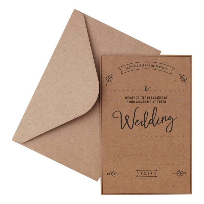 Kraft Wedding Invitations 10 Pack Hobbycraft