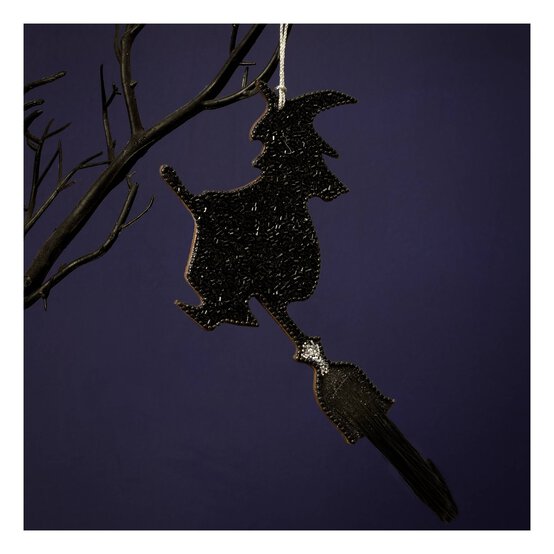 Black Beaded Witch Decoration 14cm x 22cm image number 1