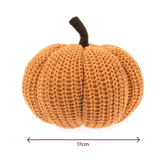 Orange Yarn Fabric Pumpkin 17cm image number 4